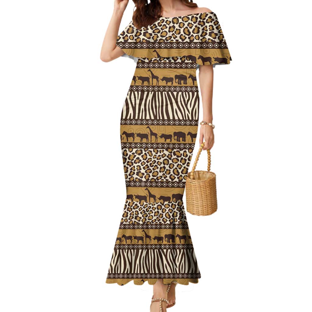 Animal Skin Mix African Pattern Mermaid Dress