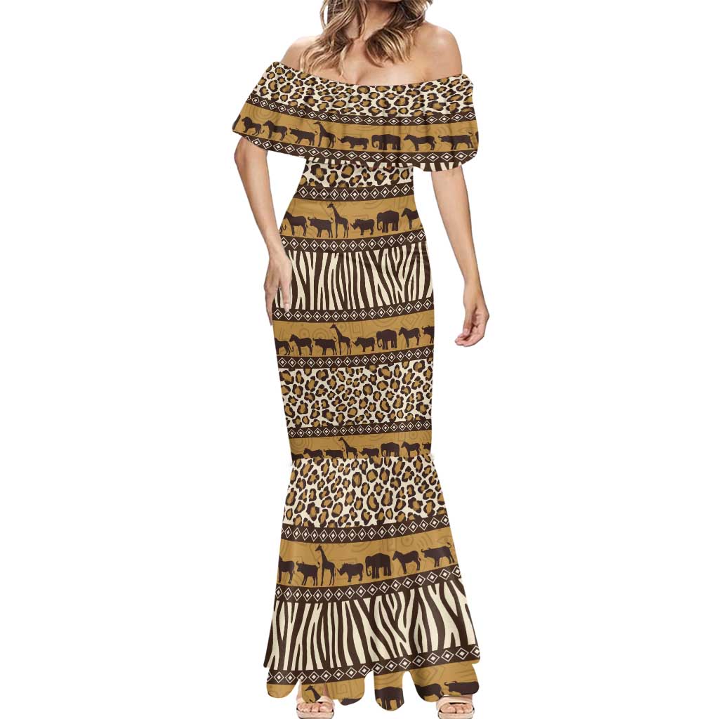 Animal Skin Mix African Pattern Mermaid Dress