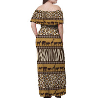 Animal Skin Mix African Pattern Off Shoulder Maxi Dress