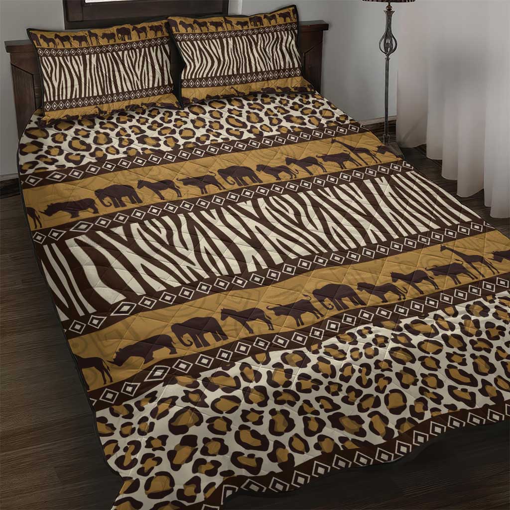 Animal Skin Mix African Pattern Quilt Bed Set