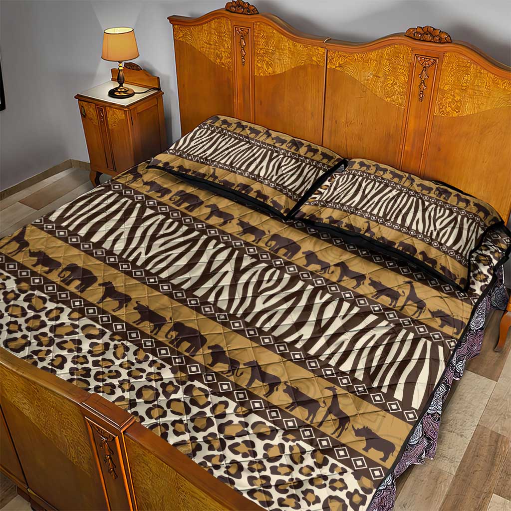 Animal Skin Mix African Pattern Quilt Bed Set