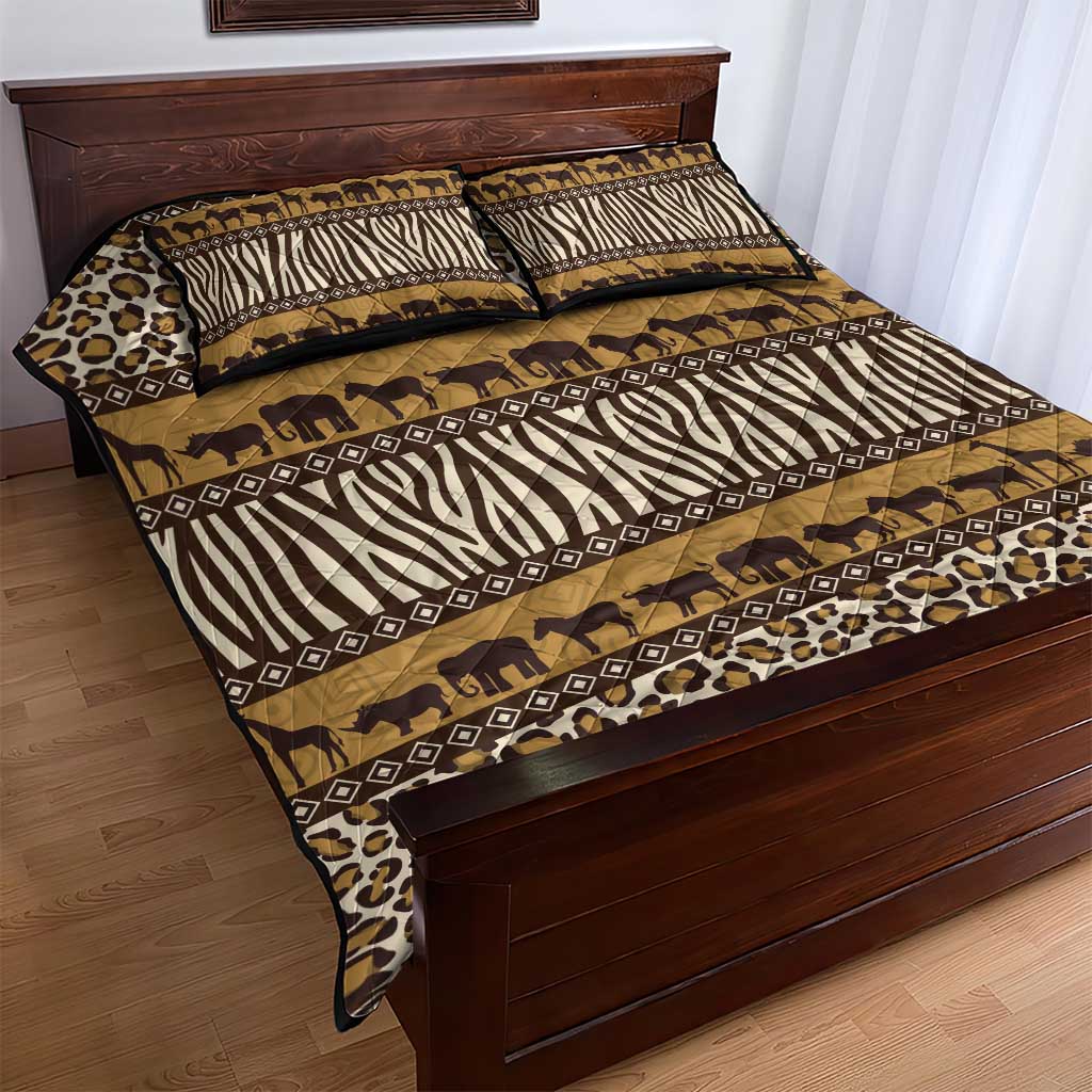 Animal Skin Mix African Pattern Quilt Bed Set