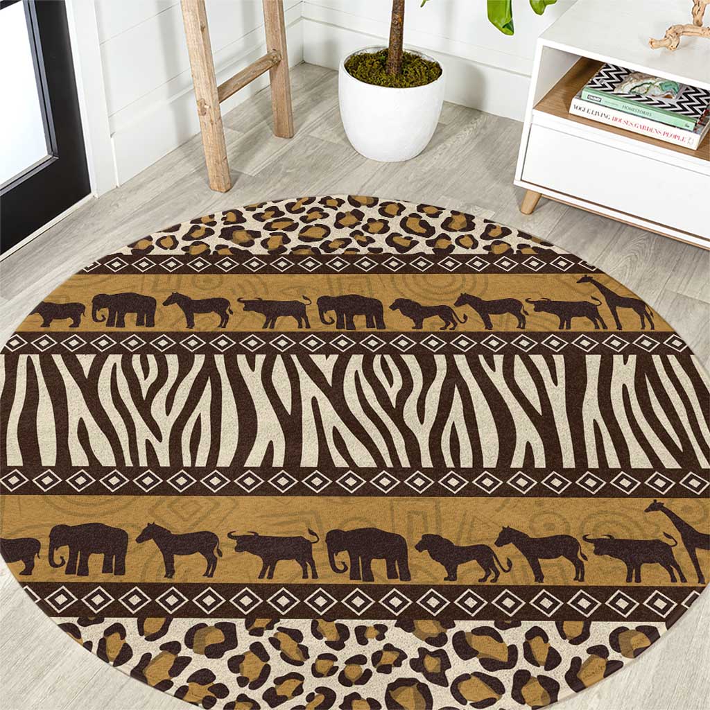 Animal Skin Mix African Pattern Round Carpet