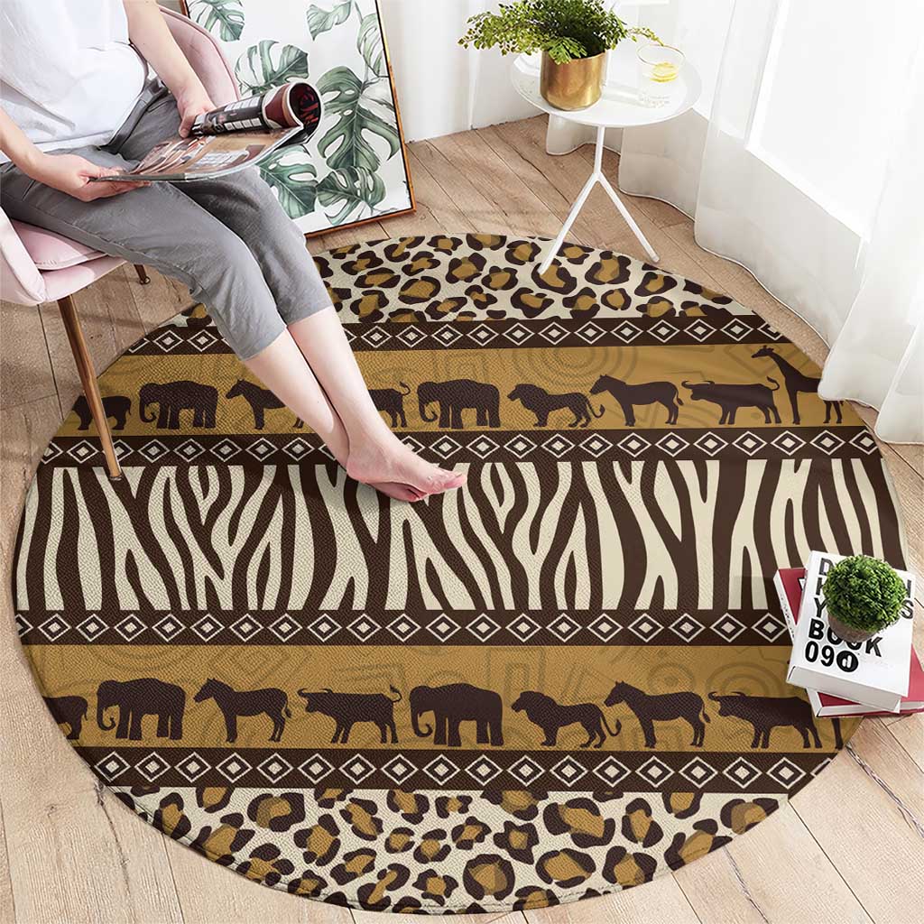 Animal Skin Mix African Pattern Round Carpet