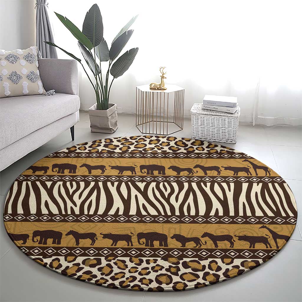 Animal Skin Mix African Pattern Round Carpet