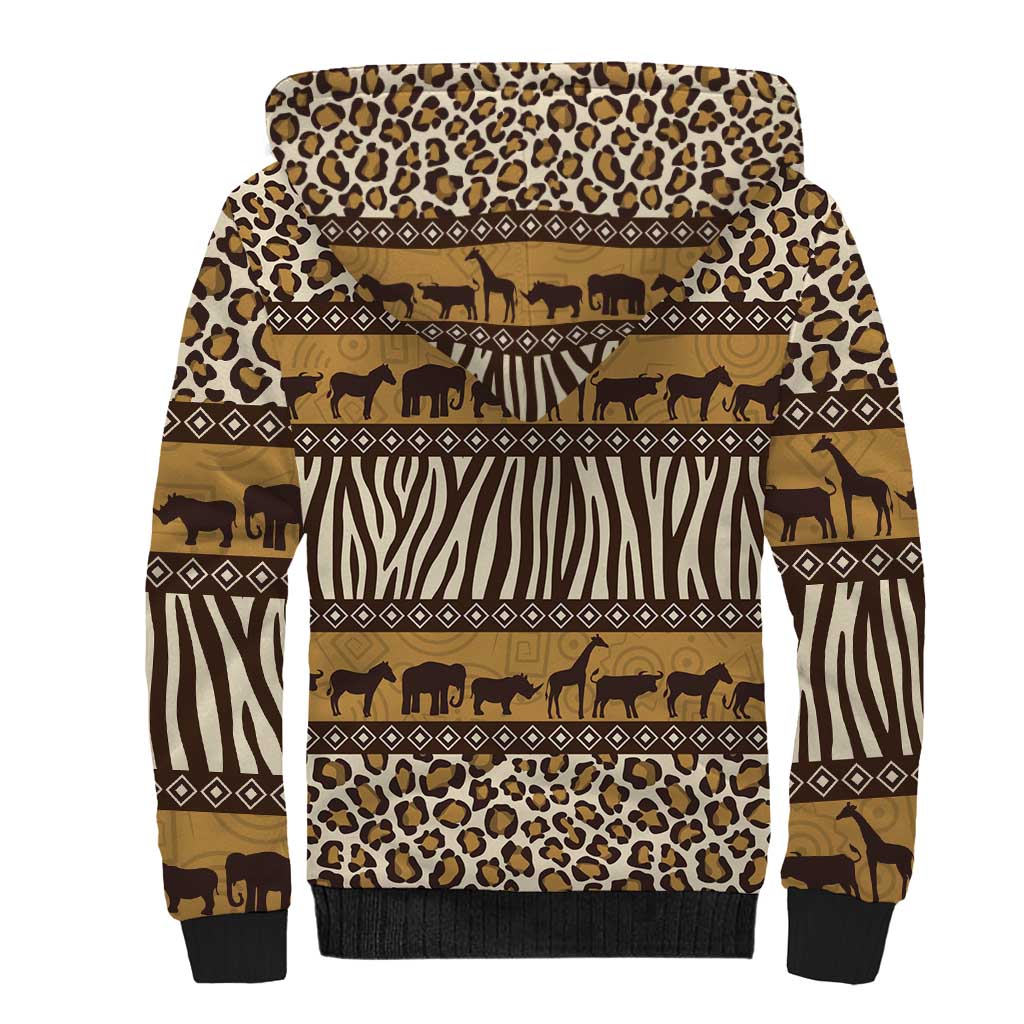 Animal Skin Mix African Pattern Sherpa Hoodie