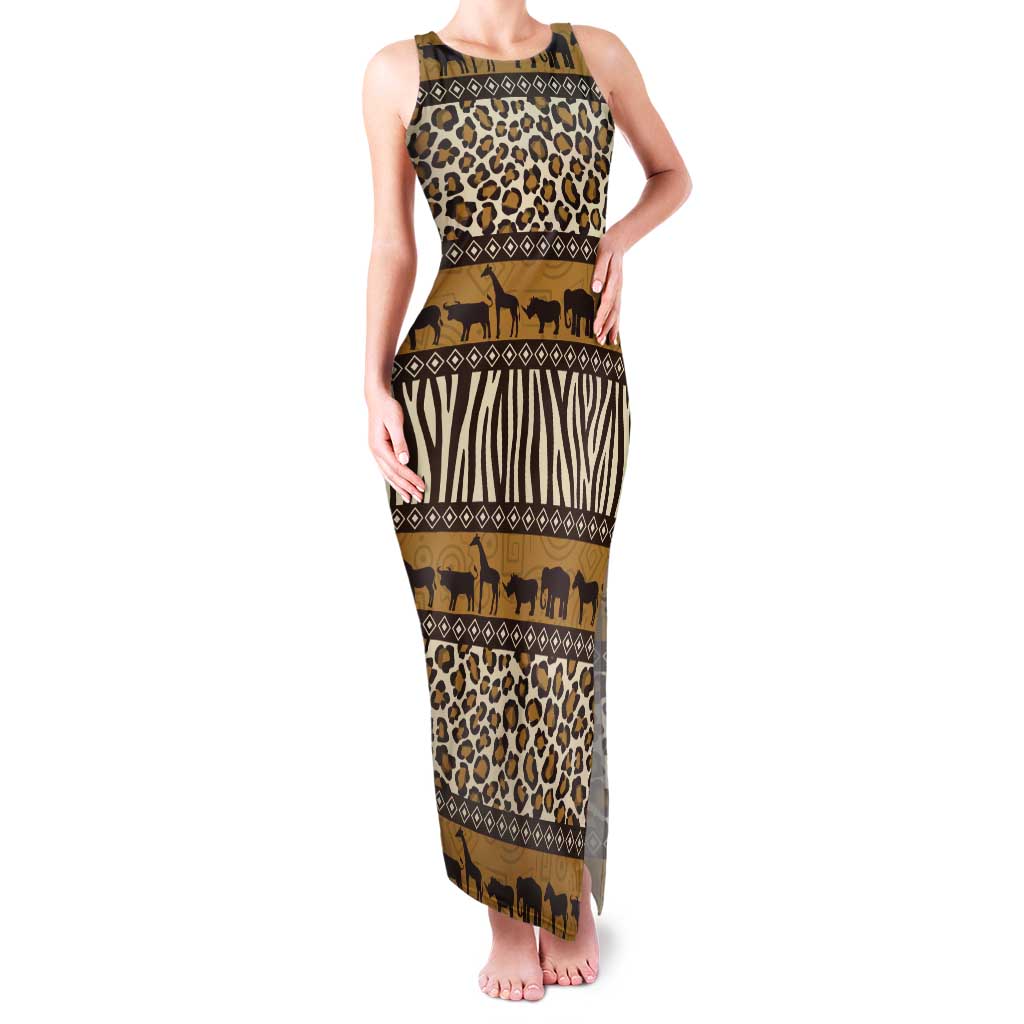 Animal Skin Mix African Pattern Tank Maxi Dress
