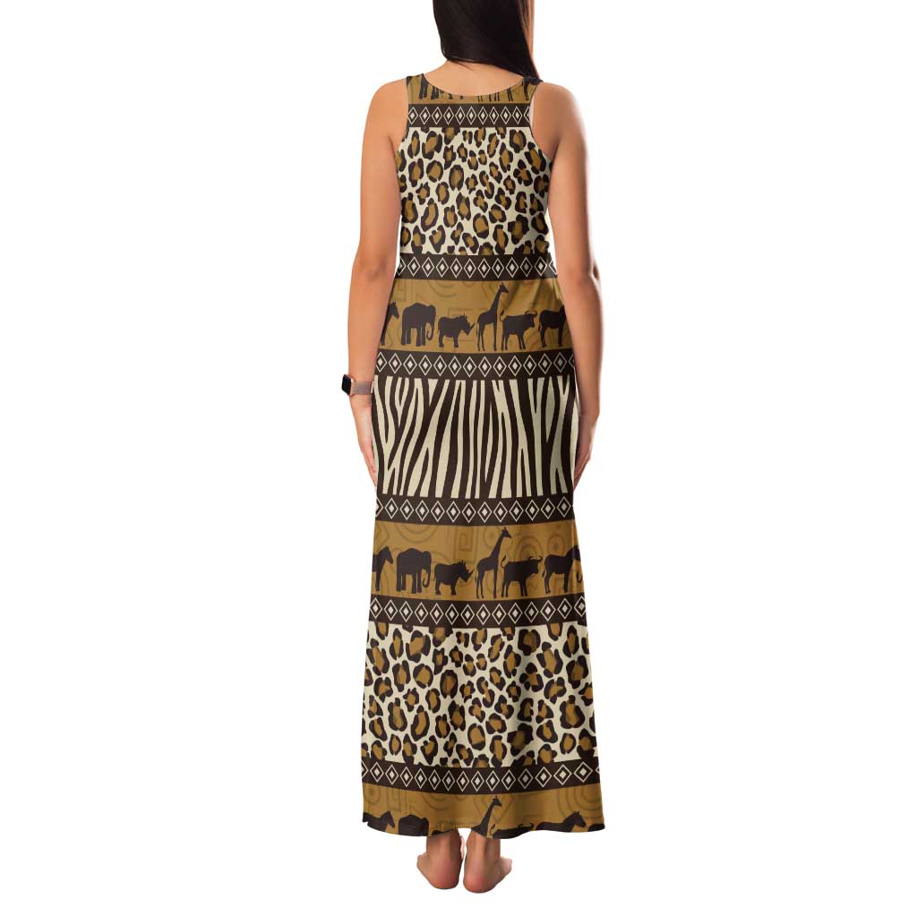 Animal Skin Mix African Pattern Tank Maxi Dress