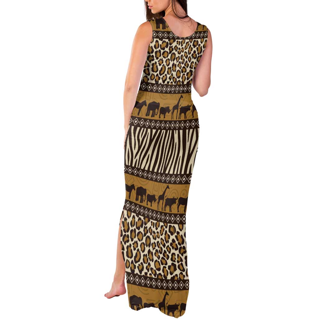 Animal Skin Mix African Pattern Tank Maxi Dress