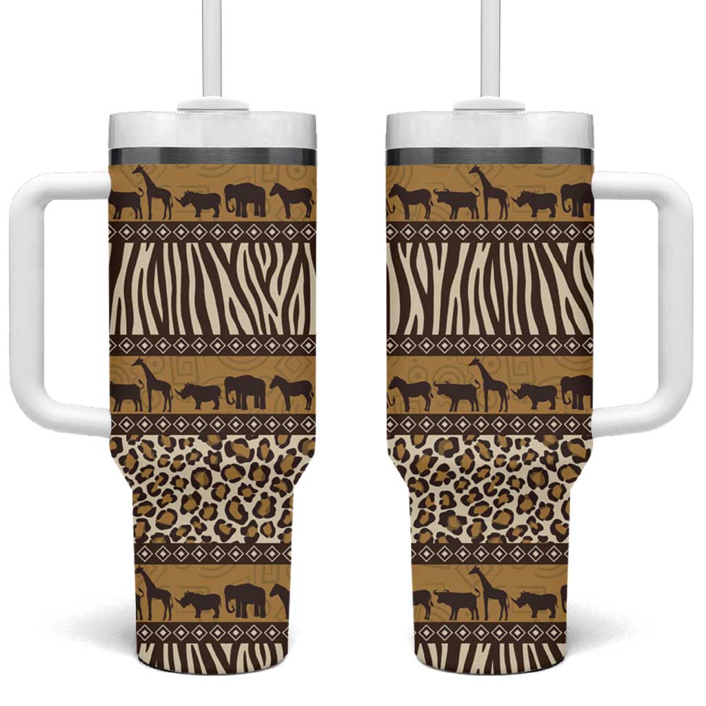 Animal Skin Mix African Pattern Tumbler With Handle