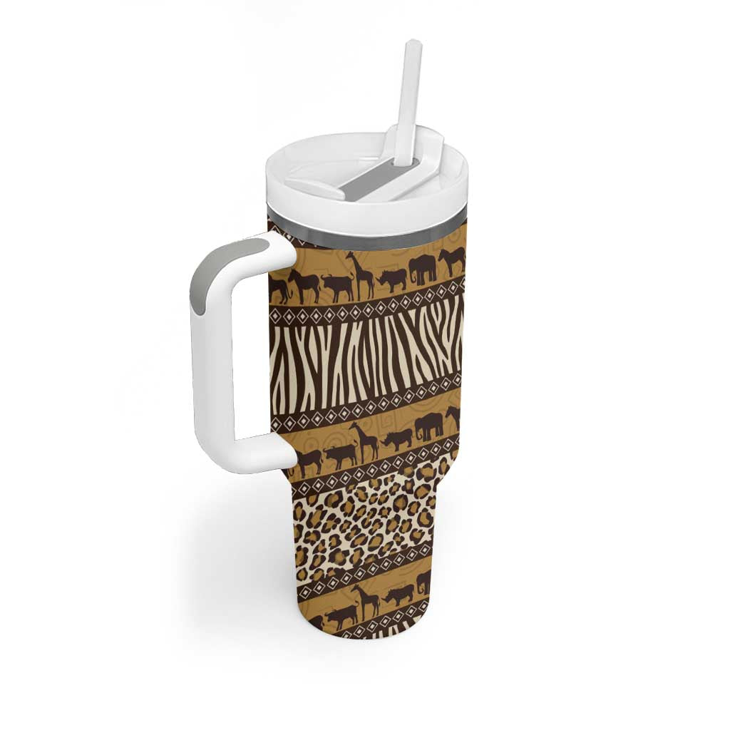 Animal Skin Mix African Pattern Tumbler With Handle