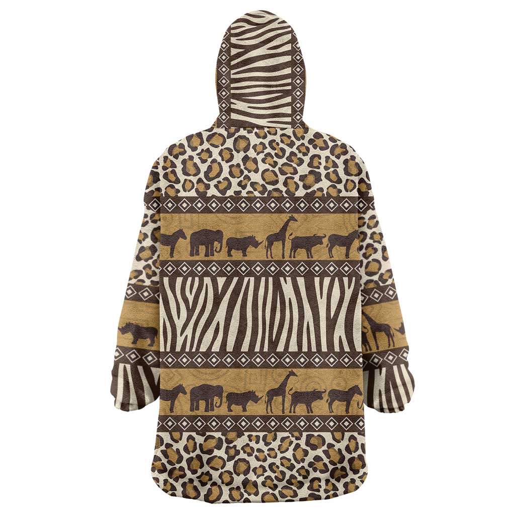 Animal Skin Mix African Pattern Wearable Blanket Hoodie