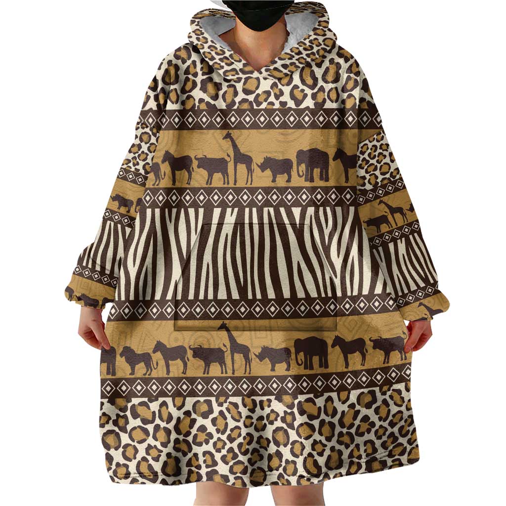 Animal Skin Mix African Pattern Wearable Blanket Hoodie