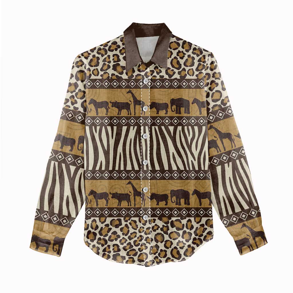Animal Skin Mix African Pattern Women Casual Shirt