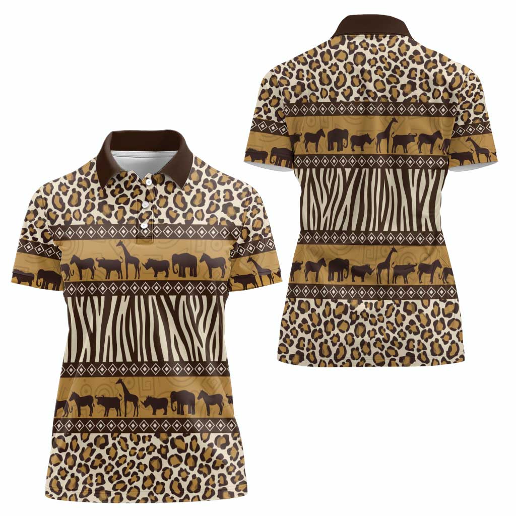 Animal Skin Mix African Pattern Women Polo Shirt