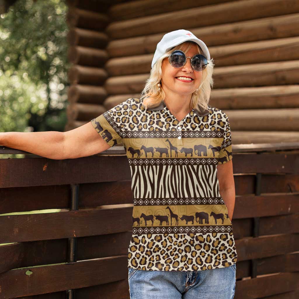 Animal Skin Mix African Pattern Women Polo Shirt