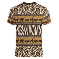 Animal Skin Mix African Pattern Women V-Neck T-Shirt