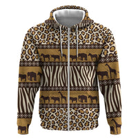 Animal Skin Mix African Pattern Zip Hoodie