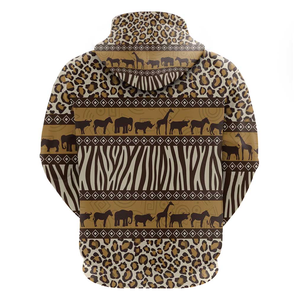 Animal Skin Mix African Pattern Zip Hoodie