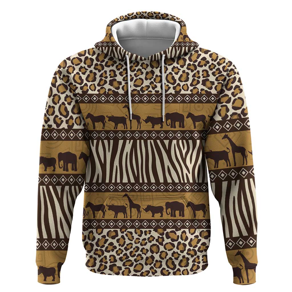 Animal Skin Mix African Pattern Zip Hoodie