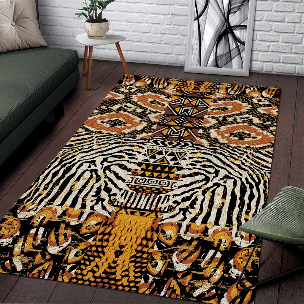 African Tribal Pattern With Wild Animal Skins Area Rug