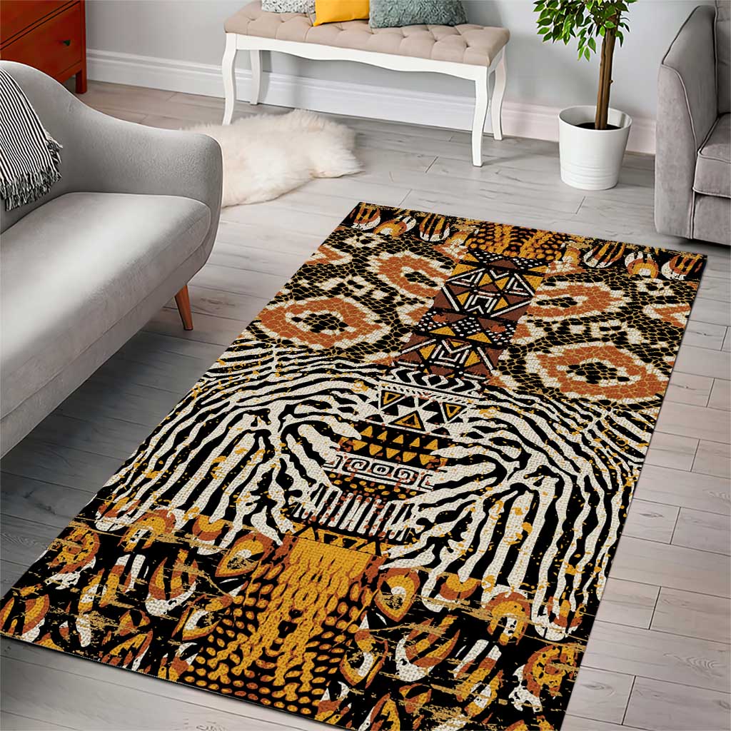 African Tribal Pattern With Wild Animal Skins Area Rug