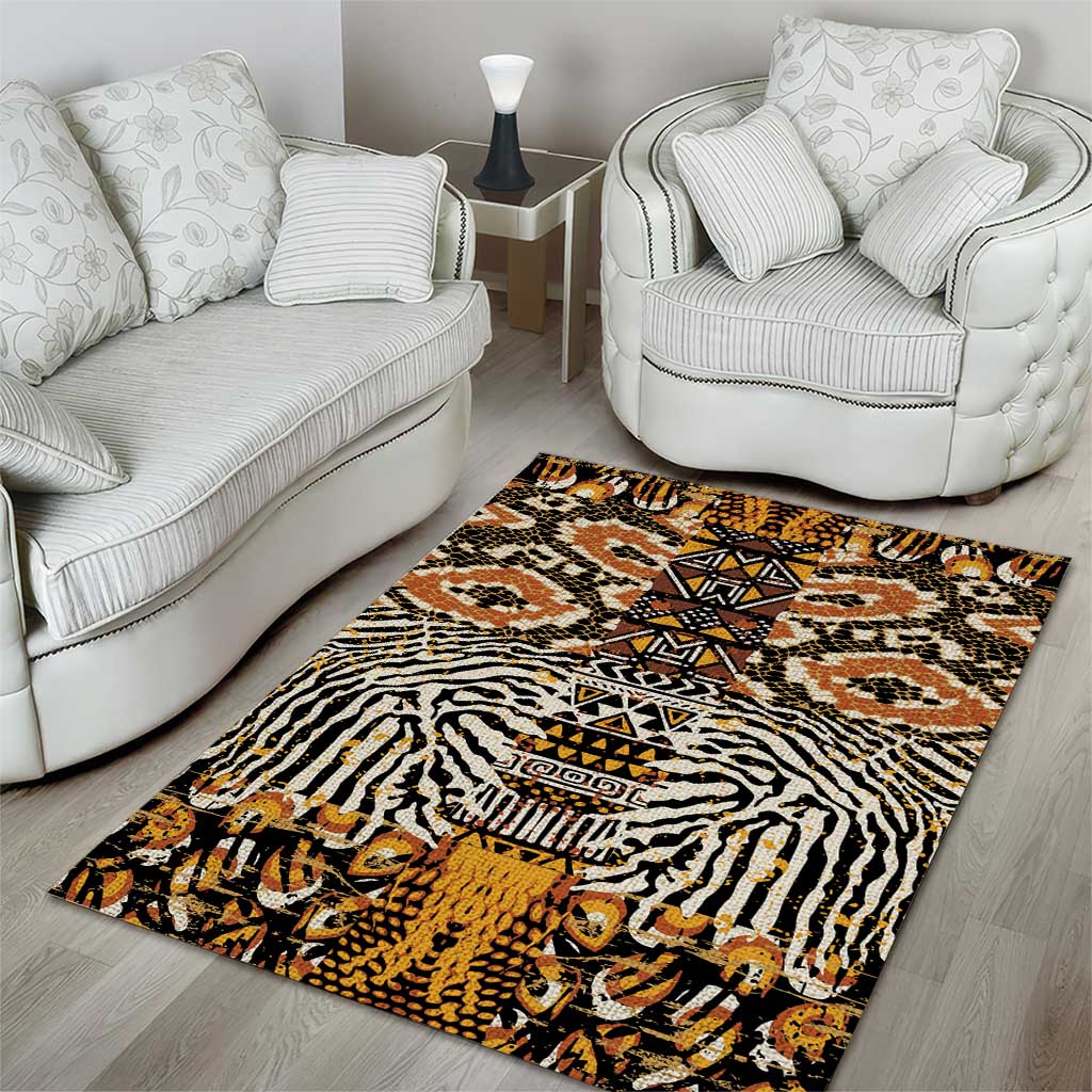 African Tribal Pattern With Wild Animal Skins Area Rug