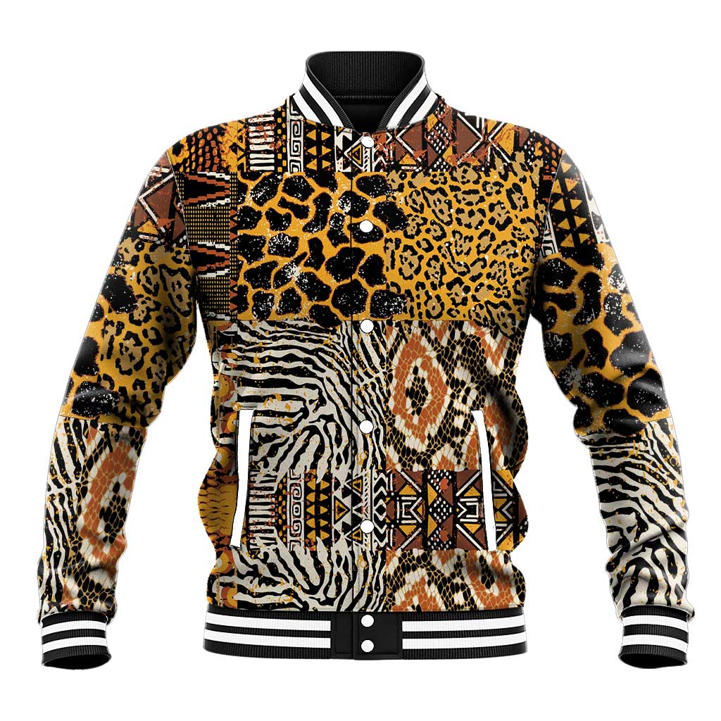 African Tribal Pattern With Wild Animal Skins Baseball Jacket