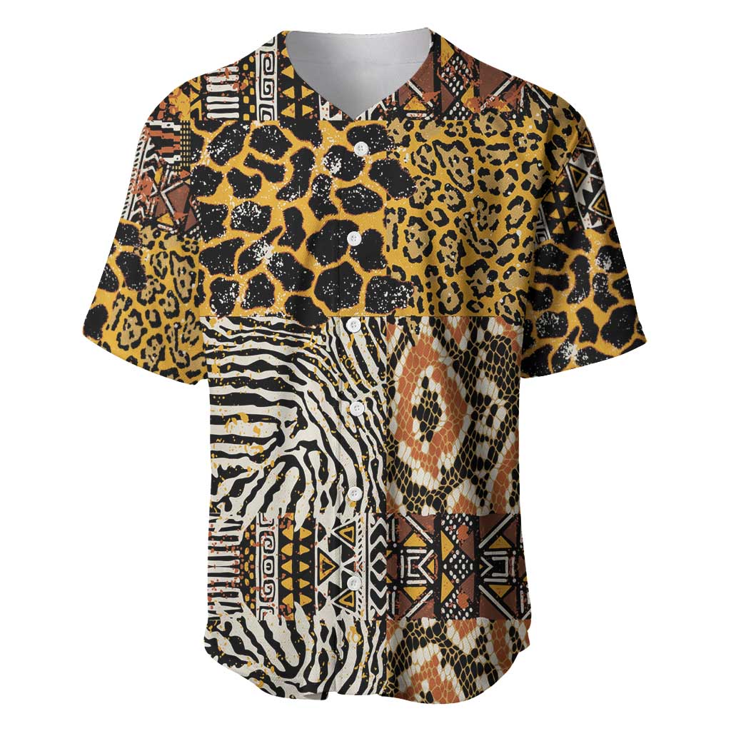 African Tribal Pattern With Wild Animal Skins Baseball Jersey