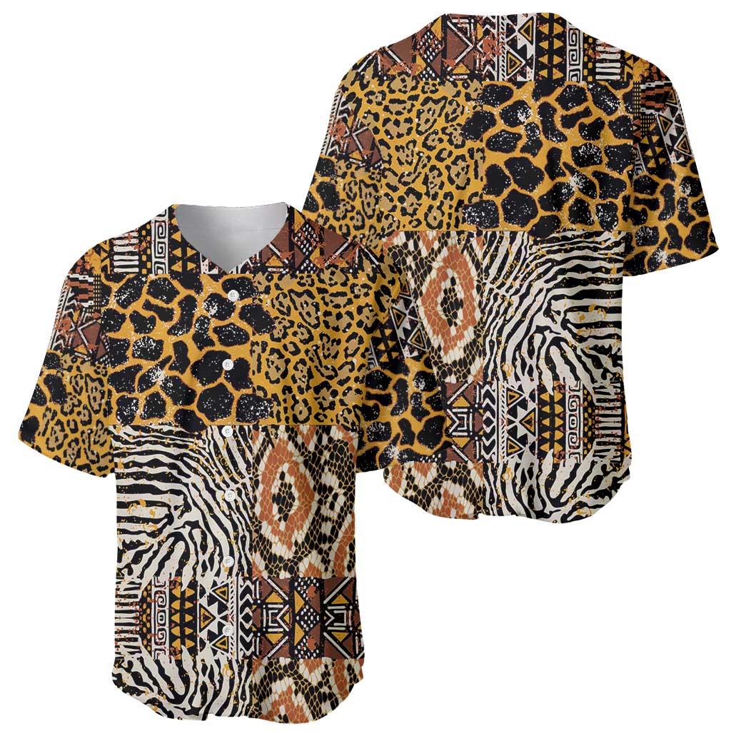 African Tribal Pattern With Wild Animal Skins Baseball Jersey