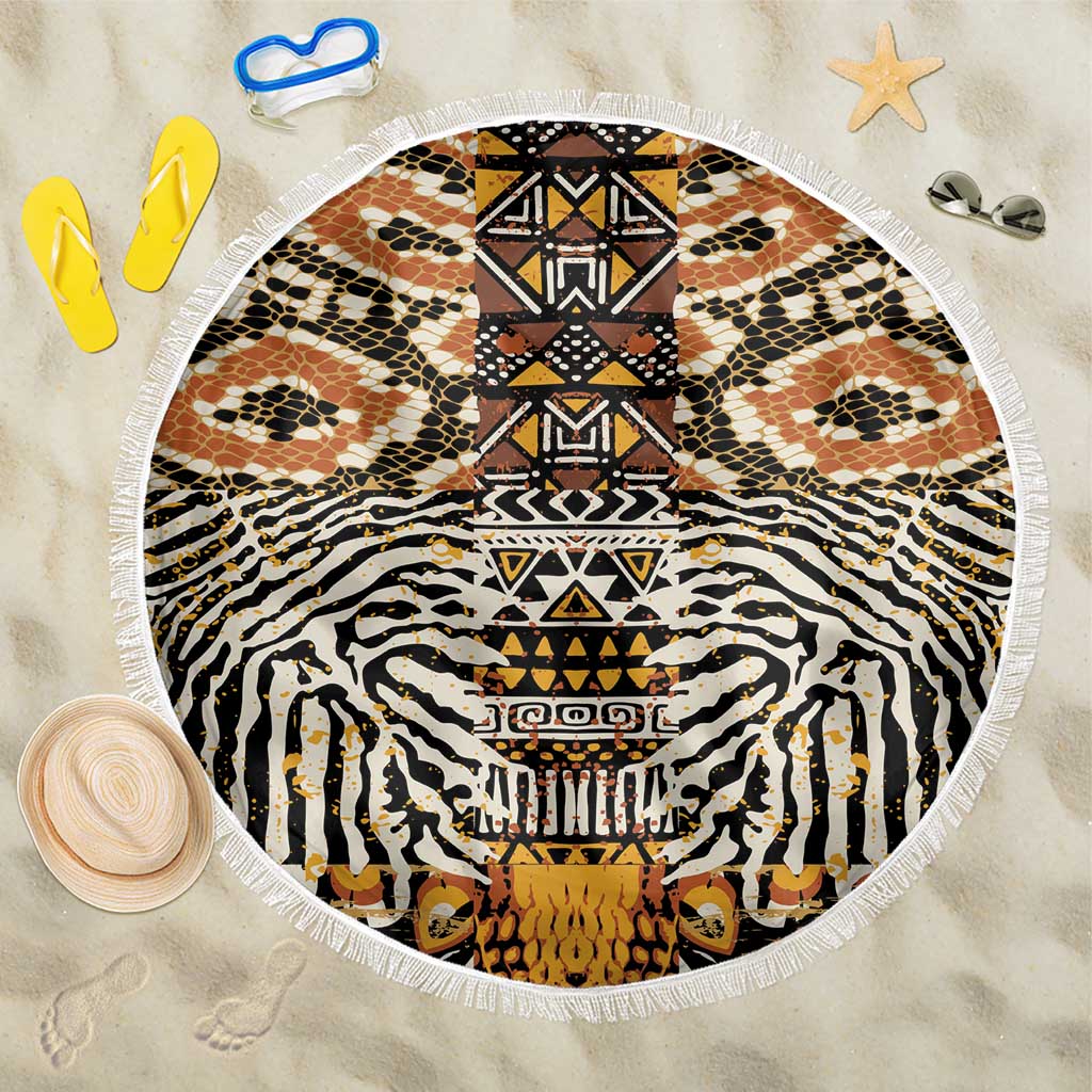 African Tribal Pattern With Wild Animal Skins Beach Blanket