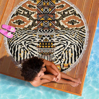 African Tribal Pattern With Wild Animal Skins Beach Blanket