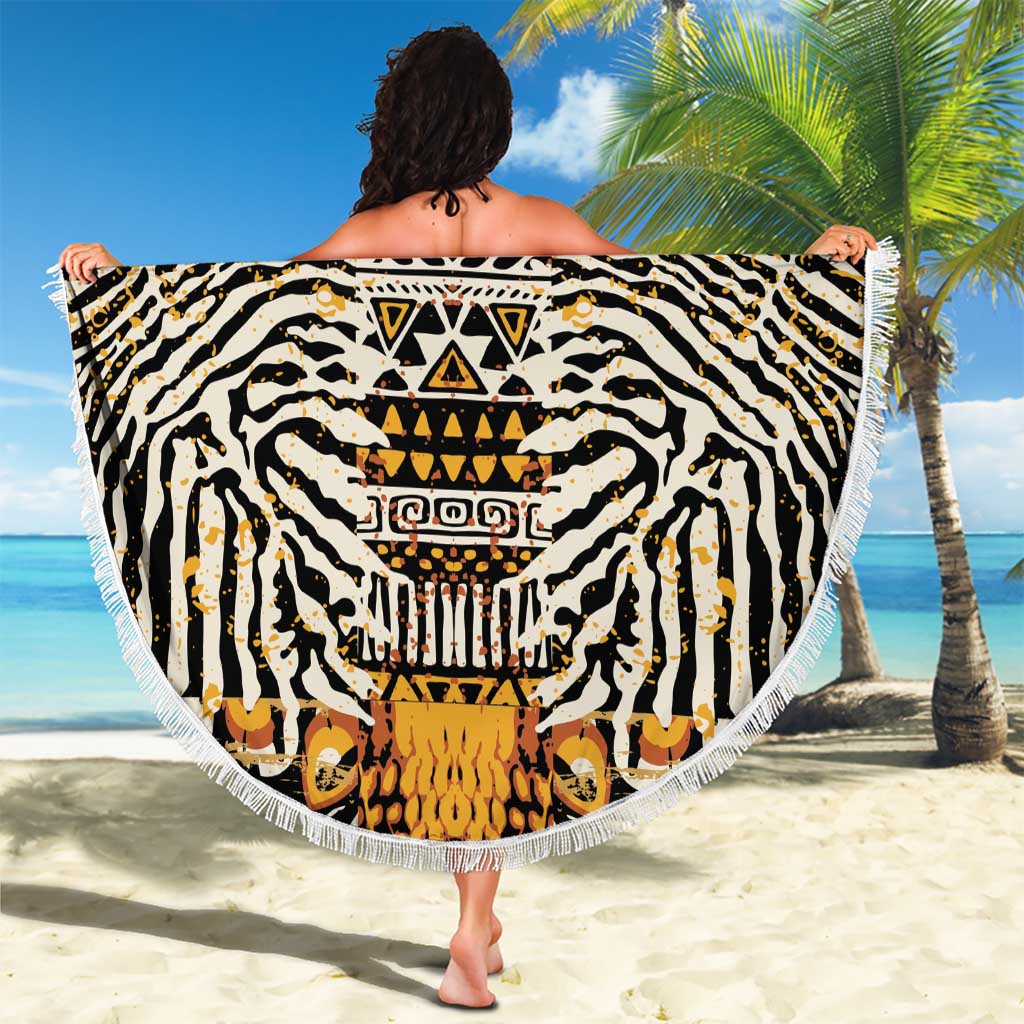 African Tribal Pattern With Wild Animal Skins Beach Blanket