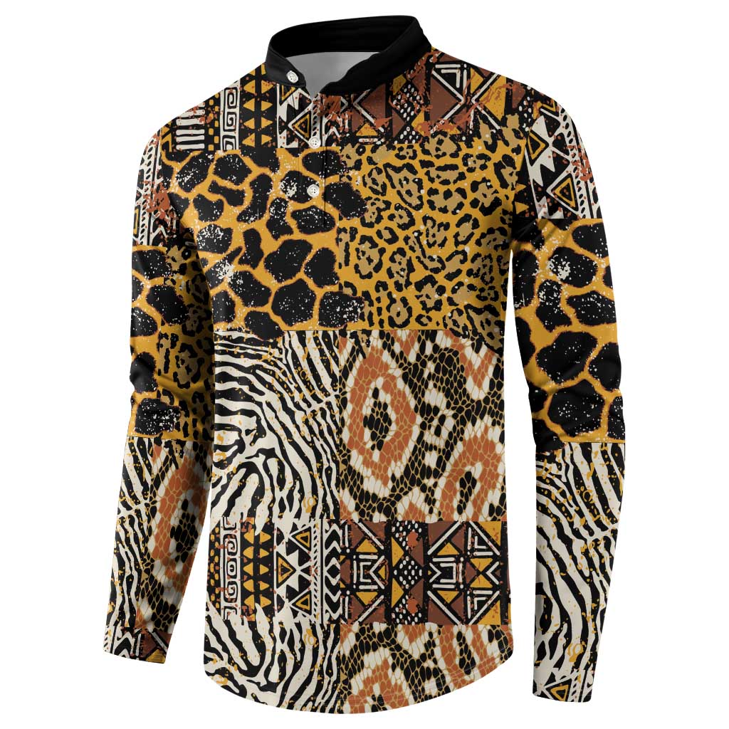 African Tribal Pattern With Wild Animal Skins Button Sweatshirt