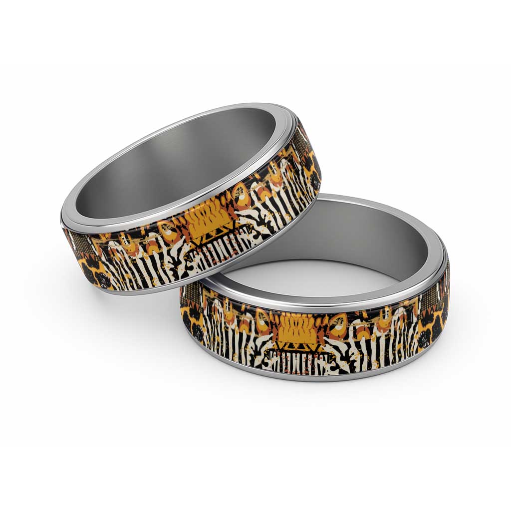 African Tribal Pattern With Wild Animal Skins Classic Ring - Wonder Print Shop