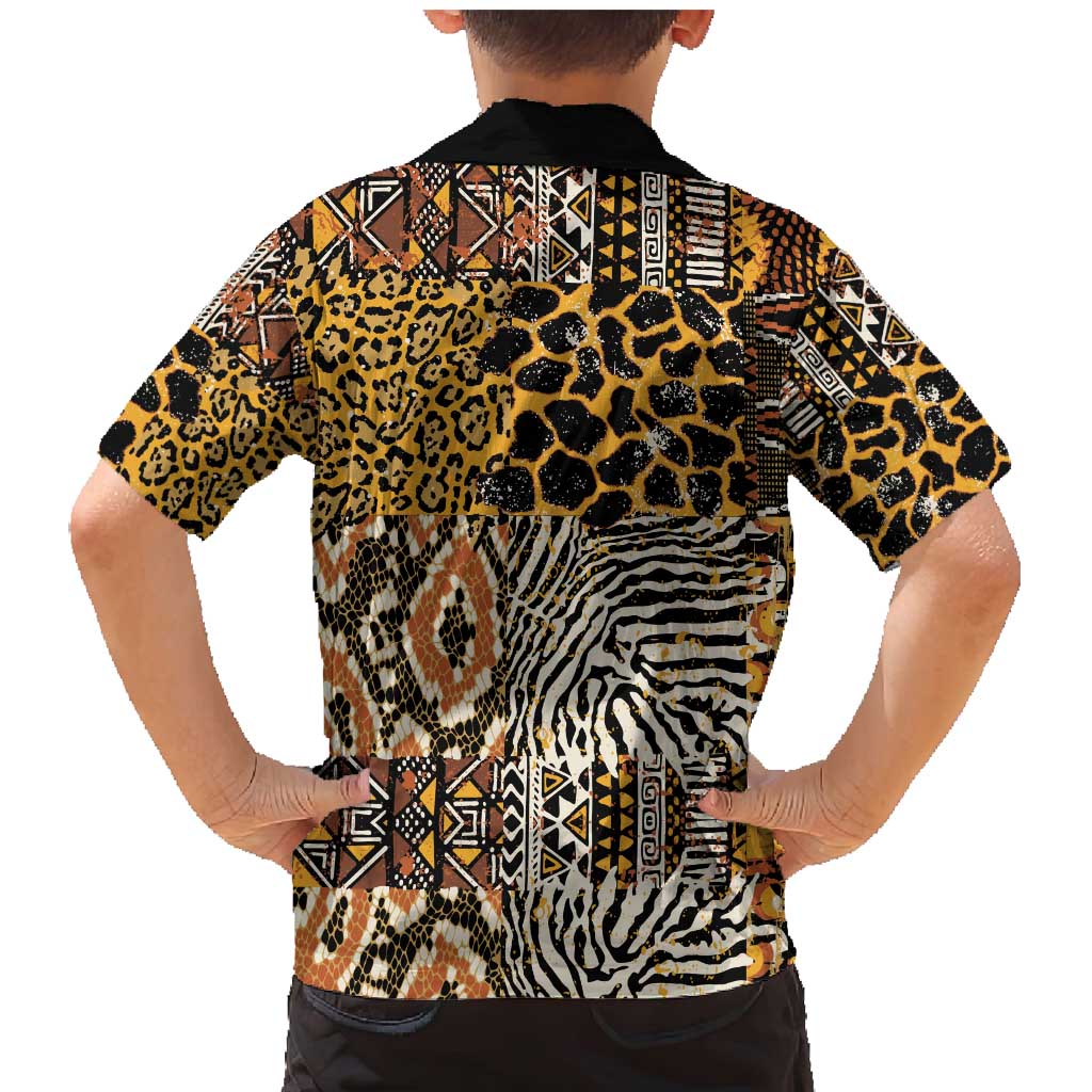 African Tribal Pattern With Wild Animal Skins Family Matching Mermaid Dress and Hawaiian Shirt