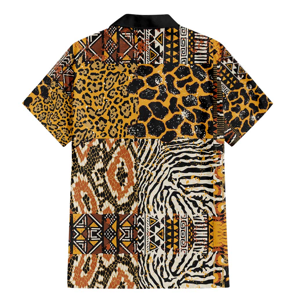 African Tribal Pattern With Wild Animal Skins Family Matching Mermaid Dress and Hawaiian Shirt