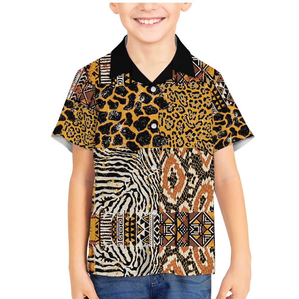 African Tribal Pattern With Wild Animal Skins Family Matching Mermaid Dress and Hawaiian Shirt