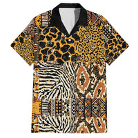 African Tribal Pattern With Wild Animal Skins Family Matching Short Sleeve Bodycon Dress and Hawaiian Shirt