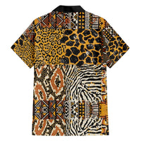 African Tribal Pattern With Wild Animal Skins Family Matching Short Sleeve Bodycon Dress and Hawaiian Shirt