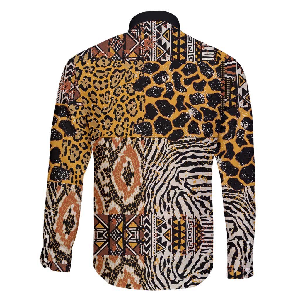 African Tribal Pattern With Wild Animal Skins Family Matching Short Sleeve Bodycon Dress and Hawaiian Shirt