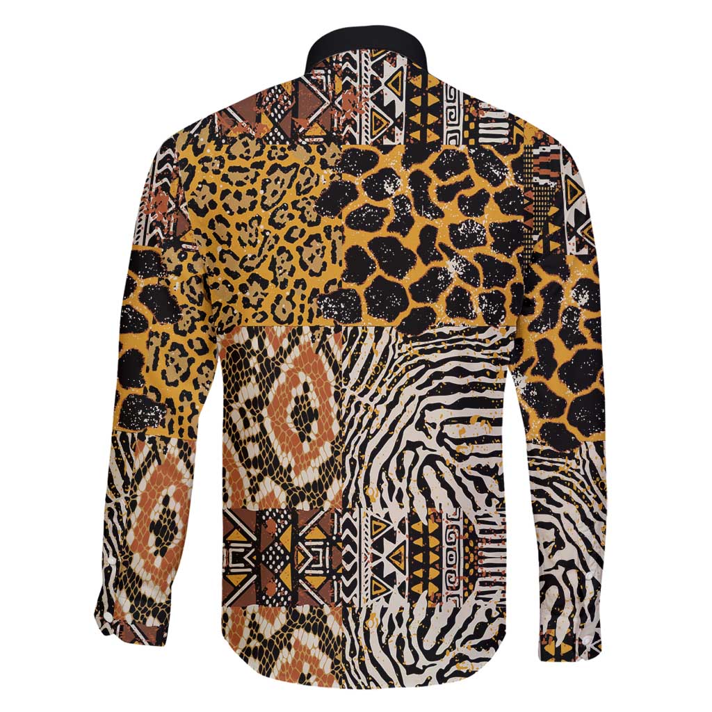 African Tribal Pattern With Wild Animal Skins Family Matching Tank Maxi Dress and Hawaiian Shirt