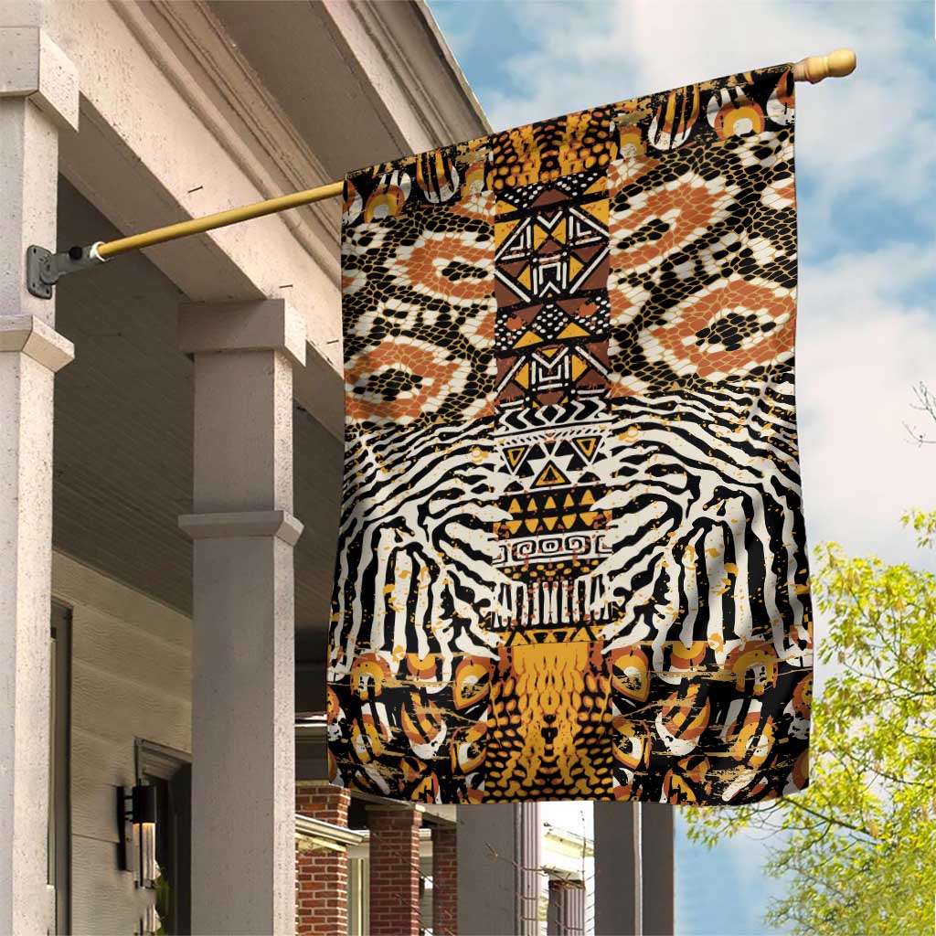 African Tribal Pattern With Wild Animal Skins Garden Flag