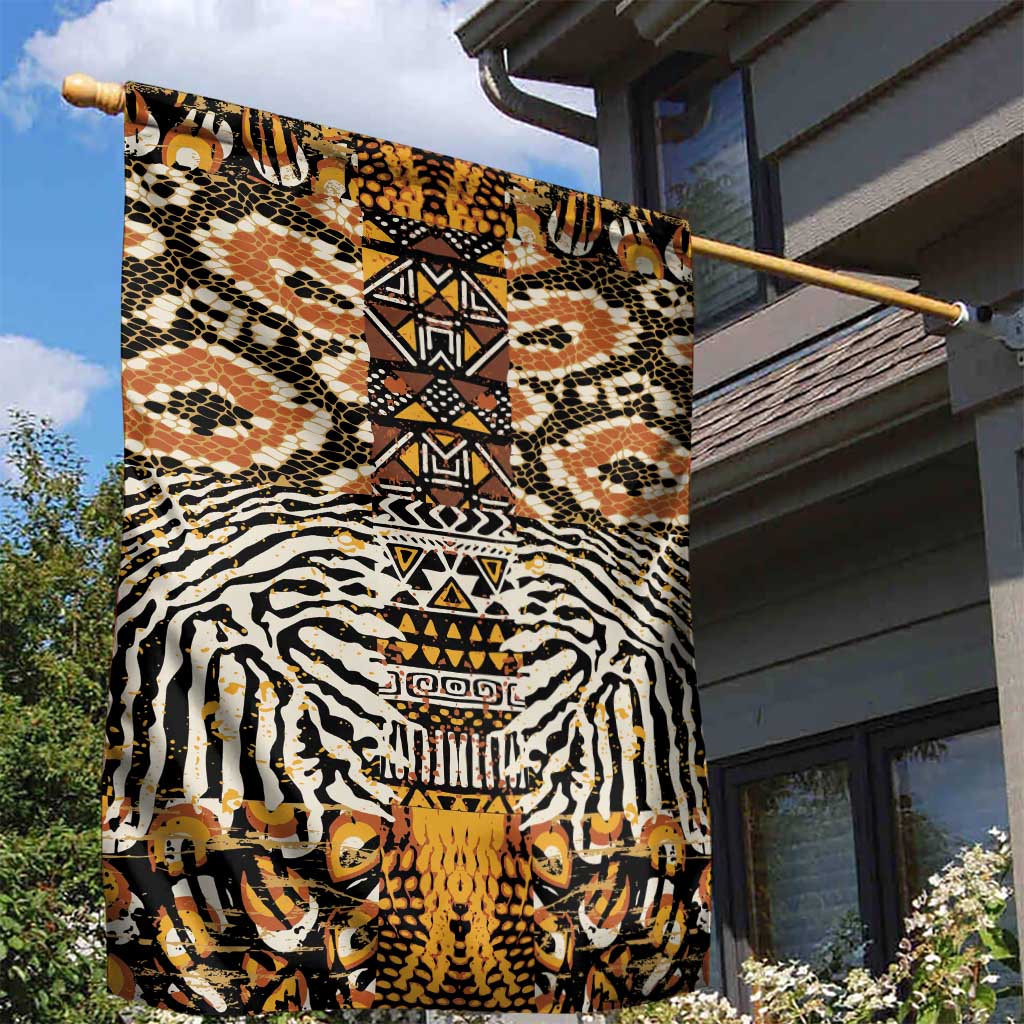 African Tribal Pattern With Wild Animal Skins Garden Flag