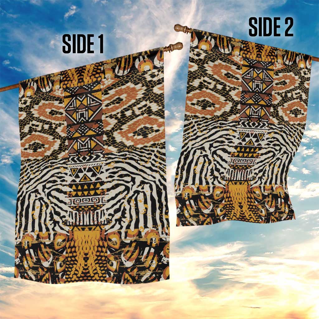 African Tribal Pattern With Wild Animal Skins Garden Flag