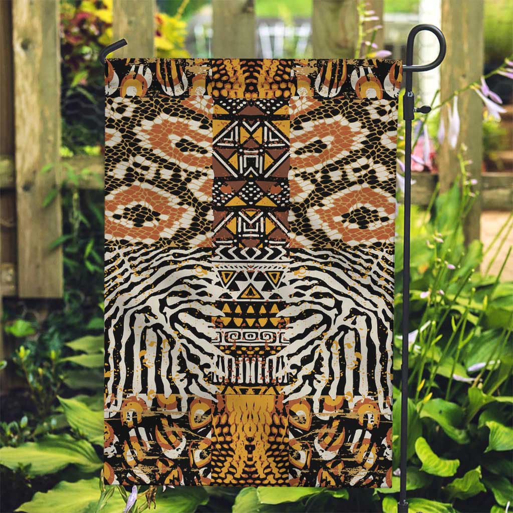 African Tribal Pattern With Wild Animal Skins Garden Flag