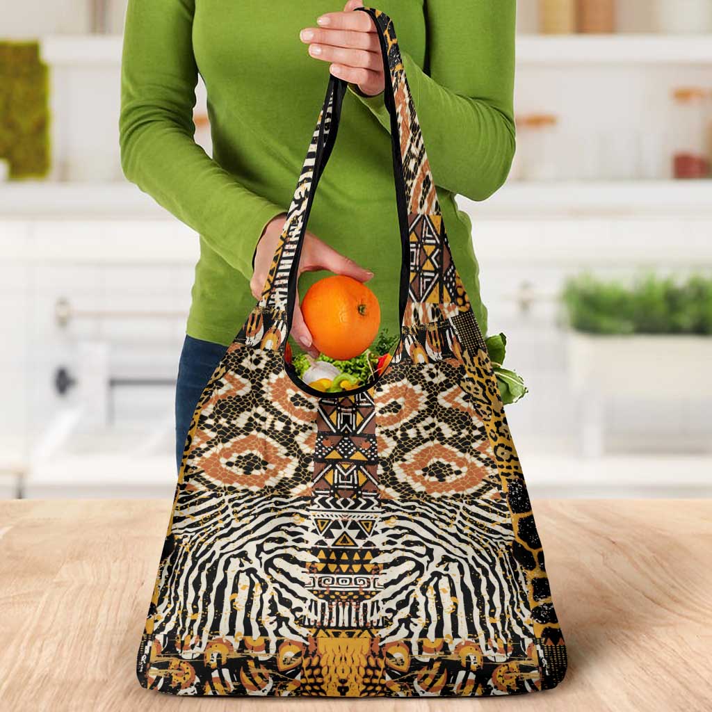 African Tribal Pattern With Wild Animal Skins Grocery Bag