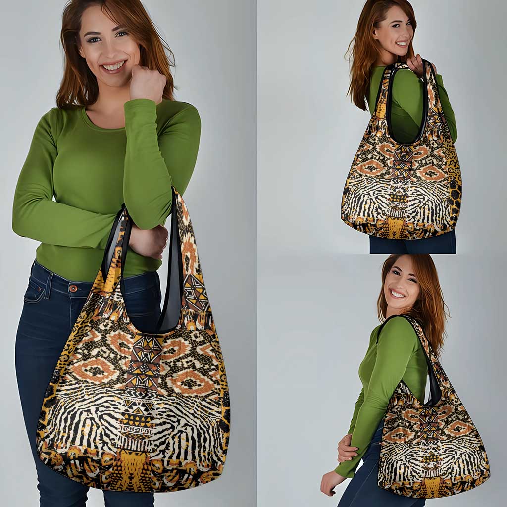 African Tribal Pattern With Wild Animal Skins Grocery Bag