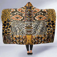 African Tribal Pattern With Wild Animal Skins Hooded Blanket
