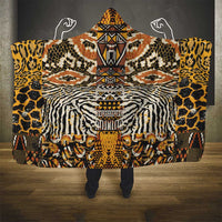 African Tribal Pattern With Wild Animal Skins Hooded Blanket